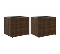 Garden Planters with Wheels Outdoor Flower Pot Plant Pot Poly Rattan vidaXL