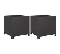 vidaXL Garden Planters 2 pcs Black 40x40x40 cm Steel