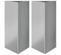 vidaXL Garden Planters - Triangular Galvanized Steel Flower Pot Set, Outdoor/Indoor Use - 40 x 34.5 x 70 cm (L x W x H), Silver, Versatile Lawn Decor for Patios, Gardens, and Balconies, 2 pcs