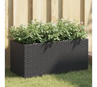 vidaXL Garden Planters with 2 Pots Flower Pot Plant Pot 2pcs Black Poly Rattan