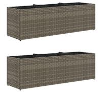 Garden Planters with Wheels Outdoor Flower Pot Plant Pot Poly Rattan vidaXL
