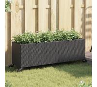 vidaXL Garden Planters with Wheels 2 pcs Black 107x32x38 cm Poly Rattan