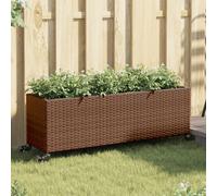 vidaXL Garden Planters with Wheels 2 pcs Brown 107x32x38 cm Poly Rattan