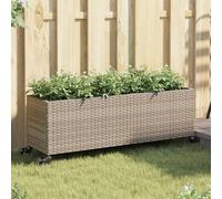 vidaXL Garden Planters with Wheels 2 pcs Grey 107x32x38 cm Poly Rattan