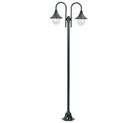 vidaXL Garden Post Light E27 220cm Aluminium 2-Lantern Dark Green Outdoor Lamp