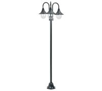 vidaXL Garden Post Light E27 220 cm Aluminium 3-Lantern Dark Green UK