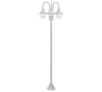 vidaXL Garden Post Light E27 220 cm Aluminium 3-Lantern White