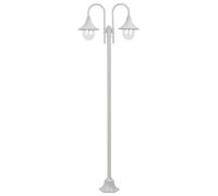 vidaXL Garden Post Light E27 220cm Aluminium 2-Lantern White Outdoor Lamp