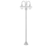 vidaXL Garden Post Light E27 220cm Aluminium 3-Lantern White Outdoor Lamp