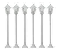 vidaXL 6x Garden Post Lights E27 110cm Aluminium White Patio Lamp Lantern
