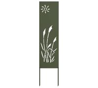 vidaXL Garden Privacy Screen Olive Green 32 x 140 cm Cold-Rolled Steel, Garden and Terrace, Rectangular, Modern Privacy Divider, Decorative Inlays, Outdoor Screen, Patio Accent, Functional Barrier