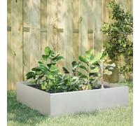 Garden Raised Bed Stainless Steel Silver 100x100x25cm Open Bottom Planter DeepXL