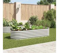 vidaXL Garden Raised Bed 240x80x44cm Galvanised Steel Silver
