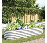 vidaXL Garden Raised Bed 240x80x44cm Galvanised Steel Silver