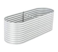 vidaXL Galvanised Steel Raised Garden Bed - 240x80x81cm - Silver Outdoor Planter for Flowers, Herbs, Vegetables - Weather-Resistant Metal Build for Patio, Garden, Balcony