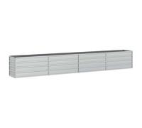 vidaXL Garden Raised Bed Outdoor Patio Terrace Backyard Balcony Flower Plant Vegetable Box Planter Pot 320x40x45 cm Galvanized Steel Silver
