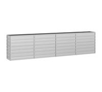 vidaXL Garden Raised Bed Outdoor Patio Terrace Backyard Balcony Flower Plant Vegetable Box Planter Pot 320x40x77 cm Galvanized Steel Silver