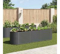 vidaXL Galvanised Steel Garden Raised Bed, Large 320x80x81 cm, Grey, Easy-Assembly, Outdoor Durable Planter Rectangle Shape