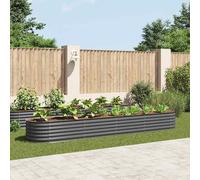 vidaXL Garden Raised Bed 400x80x44 cm Galvanised Steel Grey