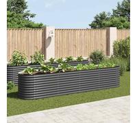 vidaXL Garden Raised Bed 400x80x81 cm Galvanised Steel Grey