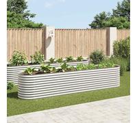 vidaXL Garden Raised Bed 400x80x81 cm Galvanised Steel Silver