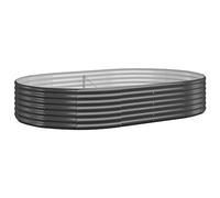 vidaXL Garden Raised Bed, Anthracite - Powder Coated Steel Planter Pot with Rust Resistant Finish, Oval Shaped Garden Accessory for Outdoors