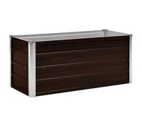 vidaXL Garden Raised Bed Galvanised Steel Open Bottom Heavy Duty Outdoor Backyard DIY Raised Bed Flower Vegetable Box Basket Brown 100x40x45cm