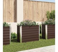 vidaXL Garden Raised Bed Brown 100x40x77cm Galvanised Steel Planter Flower Box