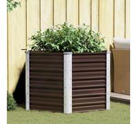 vidaXL Garden Raised Bed Brown 129x129x77 cm Galvanised Steel UK