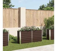 vidaXL Brown Rectangular Garden Raised Bed 160x40x77cm - Durable Galvanised Steel Outdoor Planter/Flower Box for Patio, Balcony