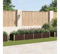 vidaXL Raised Garden Bed in Brown - 320x80x45cm Large Galvanised Steel Metal Planter for Outdoor Vegetable/Flower Planting