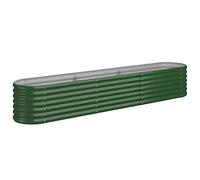 vidaXL Garden Raised Bed Flower Stand Pot Plant Tray Balcony Flower Box Plant Pot Stand Patio Planter Box Powder-coated Steel 224x40x36 cm Green