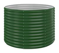 vidaXL Raised Garden Bed Powder-coated Steel in Vibrant Green - Round Shaped Planter for Outdoor Gardening, Ideal for Planting Herbs, Flowers, and Vegetables - Durable, Weather-Resistant & DIY-fri...