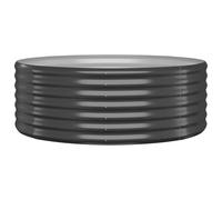vidaXL Round Anthracite Planter - Powder-Coated Steel Raised Bed for Outdoor Gardens and Patios - 100x100x36 cm