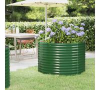 vidaXL Garden Raised Bed Powder-coated Steel 100x100x68 cm Green Flower Box