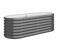 vidaXL Anthracite Galvanised Steel Raised Garden Bed 36 x 114 x 40cm - Size: 36 x 114 x 114cm - Grey - Wilko