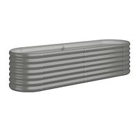 vidaXL Garden Raised Bed - Powder-coated Steel Oval 152x40x36 cm - Durable Large Planter - Grey