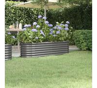 vidaXL Garden Raised Bed - Powder-coated Steel Oval 152x40x36 cm - Durable Large Planter - Grey