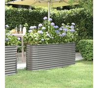 vidaXL Raised Garden Bed Oval Powder-Coated Steel Planter Grey 152x40x68cm