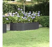 vidaXL Garden Raised Bed - Oval Anthracite Powder-Coated Steel Planter, 152x80x36 cm - Spacious & Durable for Outdoor Gardening