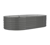 vidaXL Garden Raised Bed Flower Stand Pot Plant Tray Balcony Flower Box Plant Pot Stand Patio Planter Box Galvanised Steel 152x80x36 cm Grey