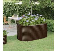 Garden Raised Bed Galvanised Steel Brown 152x80x36cm Oval Planter Deep 36cm High