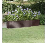 vidaXL Garden Raised Bed - Powder-coated Steel, 224x40x36 cm, Oval Brown Flower Box for Outdoor, Patio, Deck, Herb and Vegetable Planting