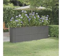 vidaXL Garden Raised Bed Powder-Coated Steel Outdoor Planter Box 224x40x68 cm Grey