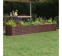vidaXL Garden Raised Bed - 260x40x36 cm Brown Powder-coated Steel Planter for Outdoor, Patio, Balcony - Oval Flower Box