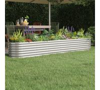 vidaXL Garden Raised Bed in Silver - Powder-coated Steel Outdoor Planter 260x40x36 cm, Weather-, Spacious for Plants/Vegetables