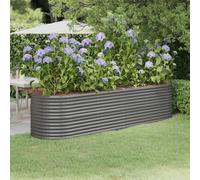 vidaXL Garden Raised Bed Powder-coated Steel 296x80x68 cm Grey, Grey