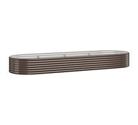 vidaXL Garden Raised Bed Flower Stand Pot Plant Tray Balcony Flower Box Plant Pot Stand Patio Planter Box Galvanised Steel 322x100x36 cm Brown