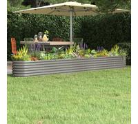 vidaXL Garden Raised Bed Galvanised Steel 332x40x36 cm Grey