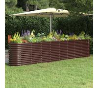 vidaXL Garden Raised Bed - Powder-coated Steel Oval Planter 332x40x68 cm Brown